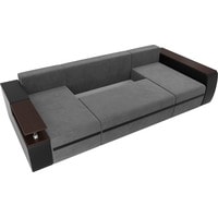 П-образный диван Лига диванов Майами 103048 (велюр/экокожа, серый/черный)