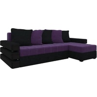 Угловой диван Craftmebel Венеция угловой (бнп, вельвет, фиолетовый/черный)