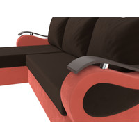 Угловой диван Лига диванов Меркурий лайт левый (микровельвет коричневый/микровельвет коралловый)