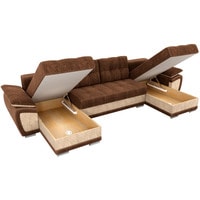 П-образный диван Лига диванов Нэстор 31530 (велюр, коричневый/бежевый)