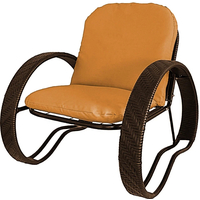 Кресло M-Group Фасоль 12370207 (коричневый ротанг/оранжевая подушка)
