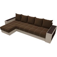 Угловой диван Лига диванов Дубай 105793 (левый, микровельвет, коричневый/бежевый)