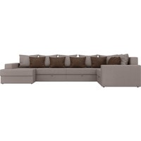 П-образный диван Лига диванов Мэдисон 28911 (рогожка, бежевый/коричневый)