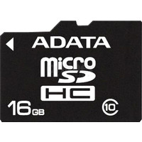 Карта памяти ADATA microSDHC (Class 10) 16GB + SD-адаптер (AUSDH16GCL10-RA1)