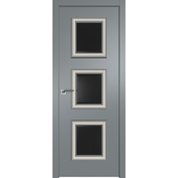 Межкомнатная дверь ProfilDoors 65SMK (кварц матовый, кожа evolution черная, белая патина)