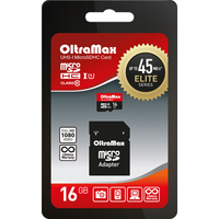 Карта памяти OltraMax Elite OM016GCSDHC10UHS-1-ElU1 microSDHC 16GB (с адаптером)