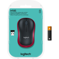 Мышь Logitech M185 (черный/красный)