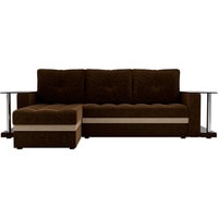 Угловой диван Craftmebel Атланта М угловой 2 стола (нпб, левый, коричневый вельвет)