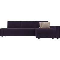 Угловой диван Лига диванов Версаль 105811 (правый, велюр, фиолетовый/бежевый)