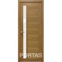 Межкомнатная дверь Portas S28 80x200 (орех карамель, стекло lacobel белый лак)