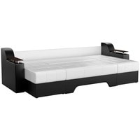 П-образный диван Craftmebel Сенатор (п-образный, боннель, экокожа, белый/черный)
