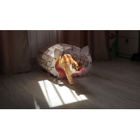Сборная модель Eco-Wood-Art «Кошкин дом» белый каркас — розовый мех