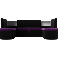 Угловой диван Лига диванов Тефида 114219 (микровельвет, фиолетовый/черный)