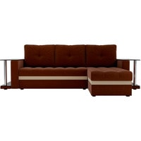 Угловой диван Craftmebel Атланта М угловой 2 стола (боннель, правый, коричневая рогожка)