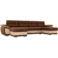 П-образный диван Лига диванов Нэстор 31530 (велюр, коричневый/бежевый)