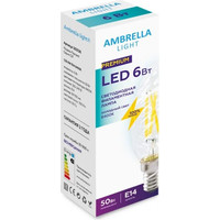 Светодиодная лампочка Ambrella Filament LED C35 6W E14 6400K (50W) 220-240V 202126