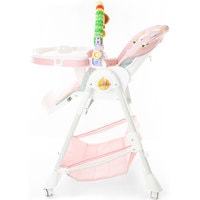 Высокий стульчик ForKiddy Podium Toys 0+ (два чехла +х/б вкладыш, розовый, дуга зоопарк)