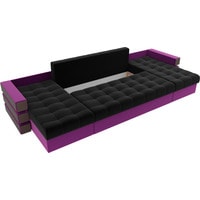 П-образный диван Лига диванов Венеция 100051 (микровельвет, черный/фиолетовый)