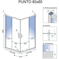 Душевой уголок Rea Punto 80x80 (черный/прозрачное стекло)