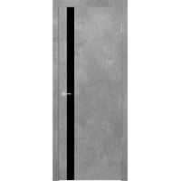 Межкомнатная дверь Юркас Stark ST12 ДО 60x200 (бетон светлый/lacobel черный лак)