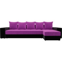 Угловой диван Лига диванов Дубай 105799 (правый, микровельвет, фиолетовый/черный)