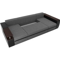 П-образный диван Лига диванов Майами 103061 (рогожка/экокожа, серый/черный)