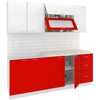 Готовая кухня Кортекс-мебель Корнелия Мара 2.0м (белый/красный/королевский опал)