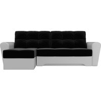 Угловой диван Лига диванов Амстердам 35179 (левый, микровельвет/экокожа, черный/белый)