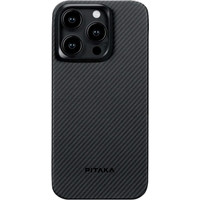 Чехол для телефона Pitaka MagEZ Case 4 для iPhone 15 Pro Max (600D twill, черный/серый)