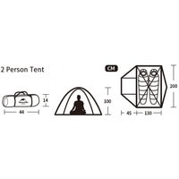 Треккинговая палатка Naturehike P-Series 2 NH18Z022-P (210T, оранжевый)