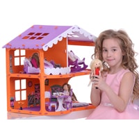Кукольный домик Krasatoys Загородный дом Анжелика с мебелью 000254 (оранжевый/сиреневый)