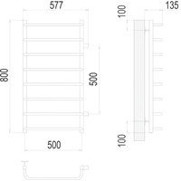 Полотенцесушитель TERMINUS Стандарт П8 500x800 бп 500 (хром)