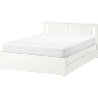 Кровать Ikea Сонгесанд 200x140 (4 ящика, белый, Лонсет) 692.413.42