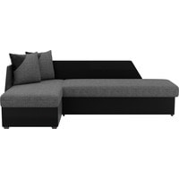 Угловой диван Лига диванов Андора 102671 (левый, рогожка/экокожа, серый/черный)