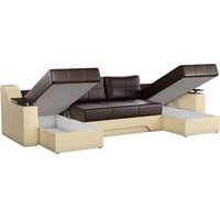 П-образный диван Mebelico Сенатор 59360 (экокожа, коричневый/бежевый)