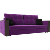 Диван Лига диванов Валенсия Лайт (микровельвет, фиолетовый/подушки фиолетовый/черный)