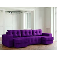 П-образный диван Настоящая мебель Ванкувер Мейсон (п-обр, боннель, вельвет, фиолетовый)