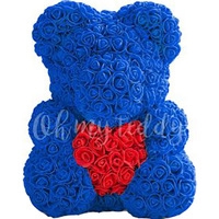 Цветы, букеты Oh My Teddy Мишка из роз с сердцем 40 см (синий)