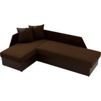 Угловой диван Лига диванов Андора 28771 (левый, микровельвет/экокожа, коричневый)