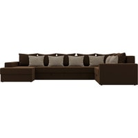 П-образный диван Лига диванов Мэдисон 28905 (микровельвет, коричневый/бежевый)