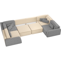 П-образный диван Mebelico Гермес-П 59321 (рогожка, серый/бежевый)