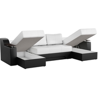 П-образный диван Mebelico Сенатор 59358 (экокожа, белый/черный)