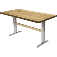 Кухонный стол Buro7 Двутавр 150 (классика, дуб натуральный/серебро)