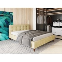 Кровать Настоящая мебель Texas 160x200 (вельвет, с ПМ, бежевый)
