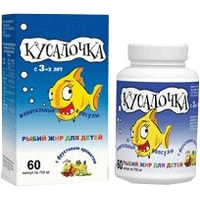 Витамины, минералы RealCaps Рыбий Жир для детей Кусалочка, 500 мг, 60 жев. капс.