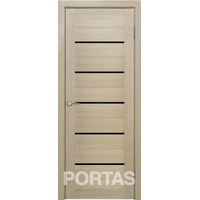 Межкомнатная дверь Portas S22 90x200 (лиственница крем, стекло lacobel черный лак)