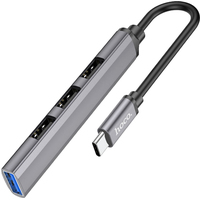 USB-хаб  Hoco HB26 USB Type-C (серый)