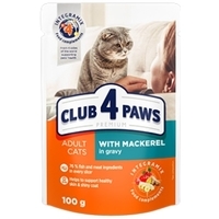 Пресервы Club 4 Paws Для взрослых кошек с маркелью в соусе 0.1 кг