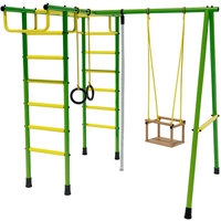 Детский спортивный комплекс Лидер Д2-02 + веревочные качели (зеленый/желтый)