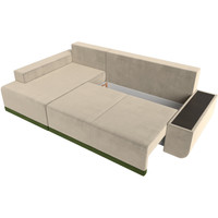 Угловой диван Лига диванов Чикаго левый 110746L (микровельвет бежевый/подушки зеленые)